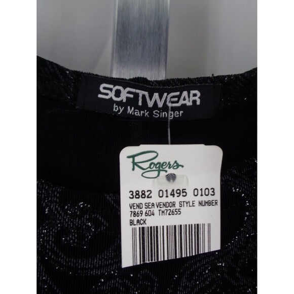 Softwear by Mark Singer Black Shimmer Dress Large Stretch Sleeveless Slit New - Picture 9 of 11